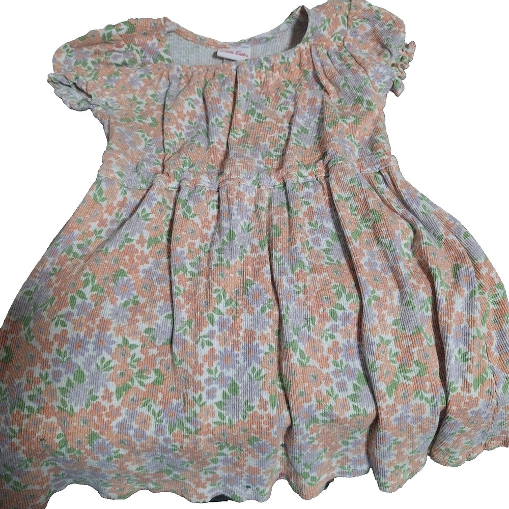 Little Lass Girls Floral Ribbed Knit Dress 6X Short Sleeve Spring Summer